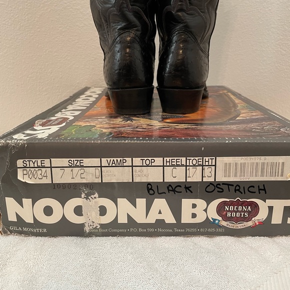 Black Full Quill Nocona Boots Size 7 1/2 D Almost New - Picture 11 of 11
